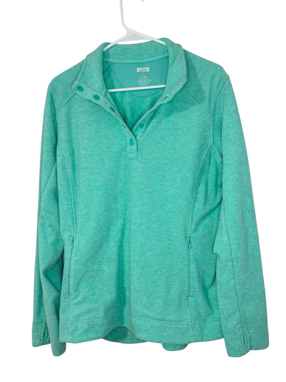 Duluth Trading Co Womens Blue/Green Snap Fleece Pullover Sweatshirt Size L